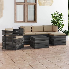 3061854 vidaXL Set mobilier grădină paleți cu perne 6 piese lemn masiv pin