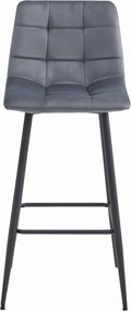 Scaun de bar cu picioare negre ARCETO VELVET, gri inchis