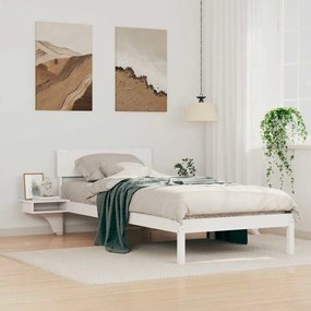 vidaXL Cadru de pat cu mese laterale Alb 90 x 190 cm Lemn masiv de pin