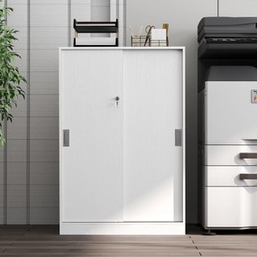 Vinsetto Dulap Birou cu 3 Rafturi și 2 Chei de Siguranță, 80x40x120 cm, Alb | Aosom Romania