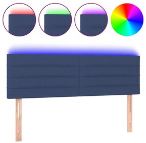 3121756 vidaXL Tăblie de pat cu LED, albastru, 144x5x78/88 cm, textil