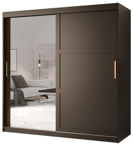 Dulap de haine Riven 2 180 (mat negru) (cu oglindă). 1064180