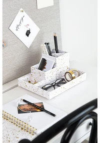 Organizator de birou cu 4 piese Bigso Box of Sweden Lena, alb-auriu