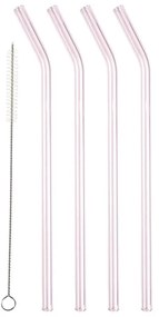 Paie de băut cu perie de curățare 4 buc. din sticlă – Lyngby Glas