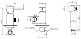 Baterie de bideu cu duș pentru instalare ascunsă Aqualine crom lucios