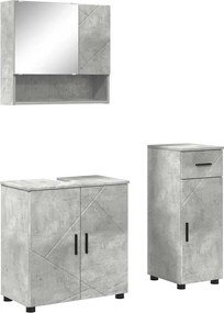 vidaXL Set de mobilier pentru baie cu sertar 3 pcs Gri din beton