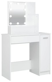 808810 vidaXL Masă de toaletă cu LED, alb, 86,5x35x136 cm