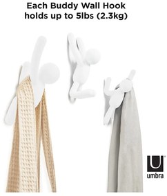 Cârlige 3 buc. de montat pe perete din plastic Buddy – Umbra