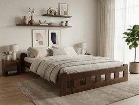 Pat inalt Naomi 140x200 cm, stejar Saltele: Cu saltele Deluxe 10 cm, Somiera pat: Cu lamele curbate