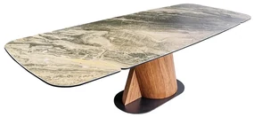 Masa extensibila ceramica bej taupe, furnir lemn de nuc ELEMENTS 180-260cm