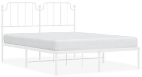 373935 vidaXL Cadru de pat metalic cu tăblie, alb, 135x190 cm