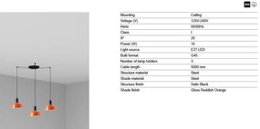 Lustra cu 3 pendule metal TATAWIN S orange