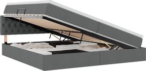 vidaXL Pat cu saltea și LED cu saltea Gri închis 200 x 200 cm țesătură