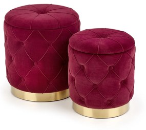 Set tabureti tapitati Polly Rosu Inchis / Gold