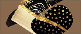 Tablou - Abstracție maro auriu N⁰1 (120x50 cm)