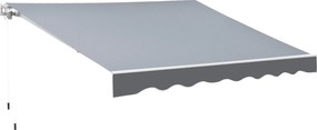 Outsunny Copertină de Soare Retractabilă Manual din Aluminiu și Țesătură Poliester, 2,5x2 m, Gri | Aosom Romania