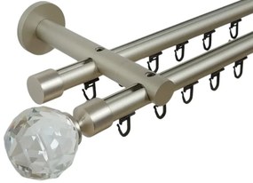 Galerie metal dubla PICIOR UNIVERSAL TEAVA PROFIL - KULA CRISTAL19/19 - CROM MAT (Alege marime: 200 cm)