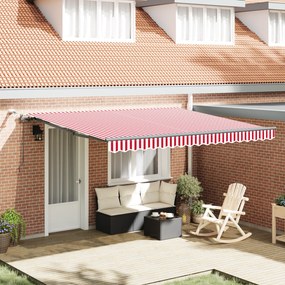 vidaXL Marchiză Retractabilă Automată cu LED Roșie și Albă 400x300 cm