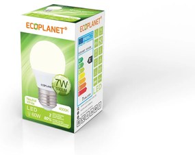 Bec LED Ecoplanet glob mic G45, E27, 7W (60W), 630 LM, A+, lumina neutra 4000K, Mat Lumina neutra - 4000K, 1 buc