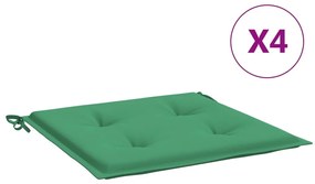 Perne scaun de gradina, 4 buc., verde, 50x50x3 cm, textil 4, Verde, 50 x 50 x 3 cm