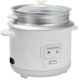 Oala electrica pentru fiert orez Royalty Line RL-RC18.10D, 700 W, 1.8L, Oprire automata Alb
