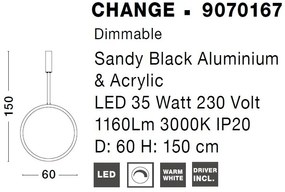 Pendul LED dimabil design modern Change negru 60cm