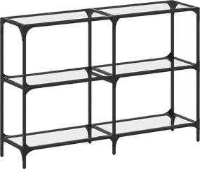 vidaXL Măsuță de cafea blat din sticlă transparentă 118,5x30x81cm oțel