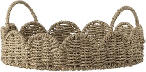 Tavă de servire rotundă din iarbă de mare împletită, natur, cu margine ondulată și mânere, 35x14,5 cm, „Brea"