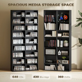 HOMCOM Raft pentru CD-uri cu 14 Rafturi Reglabile pentru 640 CD-uri/360 DVD-uri Negru | Aosom Romania
