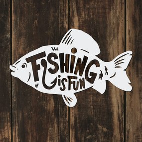 DUBLEZ | Cadou pentru pescar - Autocolant din lemn - Fishing is fun