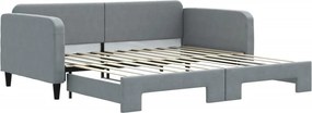 vidaXL Pat de zi cu extensie, gri deschis, 100x200 cm, textil