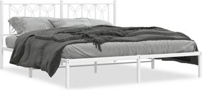 vidaXL Cadru de pat metalic cu tăblie, alb, 183x213 cm