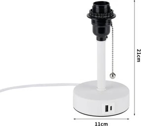 Brilagi - Lampă de birou TABLON 1xE27/25W/230V cu port USB, albă