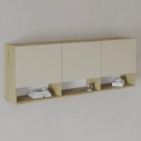 Dulap suspendat Malmo, 3 Usi, Stejar Artisan/Argila, 164 x 27 x 60 cm