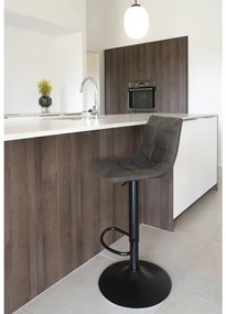 Taburet de bar Middelfart, microfibră, gri închis, picioare negre