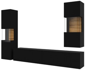 Mobilier living Avernic Typ 10 (onyx negru + Stejar wotan). 1042064
