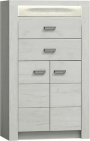 Comoda INFINITY I-06, frasin/alb, PAL melaminat, cu iluminare LED, 76x