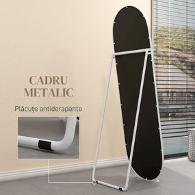 HOMCOM Oglindă Verticală de Podea cu Suport 40x41x159 cm Alb | Aosom Romania