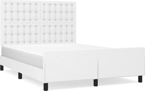 vidaXL Cadru de pat cu tăblie, alb, 140x200 cm, piele ecologică