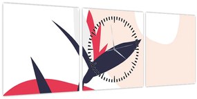 Tablou - Abstracție florală roz N⁰1 (cu ceas) (90x30 cm)