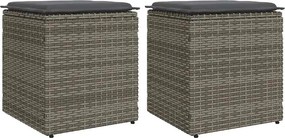 vidaXL Scaune de grădină cu perne 2 buc Gri 40x40x43 cm Poly Ratan
