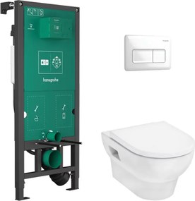 Set vas WC suspendat Hansgrohe GladeLake S cu rezervor incastrat capac WC si clapeta