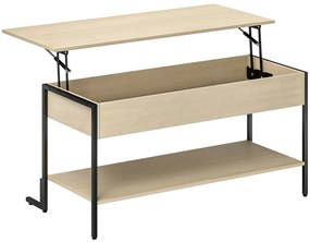 HOMCOM Masă de cafea cu blat extensibil, masă de cafea cu compartiment ascuns și raft deschis, 95x40x59cm, lemn natural | Aosom Romania