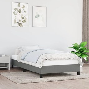 346689 vidaXL Cadru de pat, gri închis, 90 x 200 cm, material textil