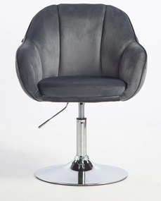 HR2055N Scaun Grafit din Catifea cu Bază Cromata