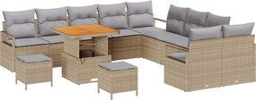 vidaXL Set de canapele pentru grădină cu pernă 13 pcs Bej poliratan