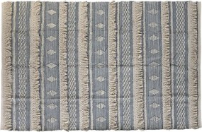 Covor din bumbac țesut manual, albastru și alb, 160 x 230 cm, 1600 gr, „Cotton Carpet Blue"