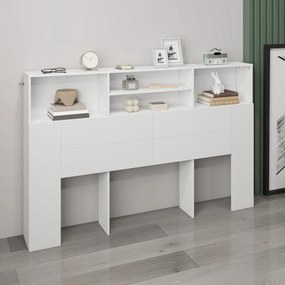 HOMCOM Tăblie pe picioare cu depozitare, accesoriu de pat 4 compartimente deschise, 160 x 20,2 x 108,2 cm, alb | Aosom Romania