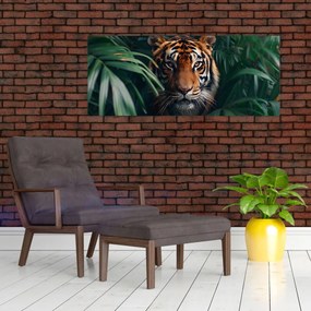 Tablou - Portretul unui tigru în junglă (120x50 cm)