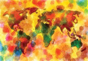 Fototapet - Harta colorată a lumii (152,5x104 cm), în 8 de alte dimensiuni noi